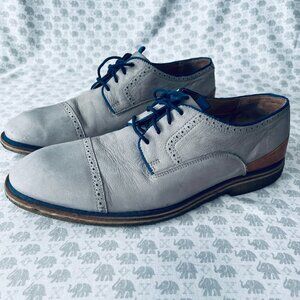 Johnston & Murphy 1850 Wagner Nubuck Leather Dress Shoe Light Gray Men's Size 13